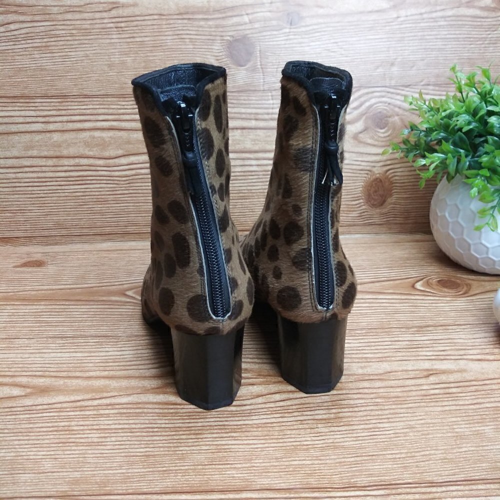 Stuart Weitzman Ponyhair Ankle Boots woman size 6M Brown Animal Print block heel - Picture 7 of 13